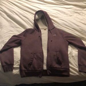 Medium Hollister Sherpa lined hoodie, zip up.